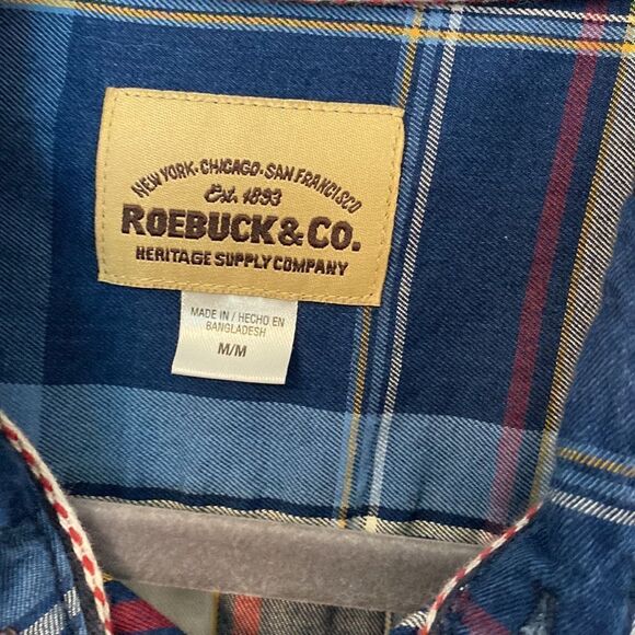Roebuck & Co. - blue plaid button down shirt- size medium - Picture 4 of 10